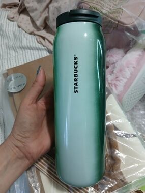 Starbucks Green Ombre Travel Tumbler with Black Lid